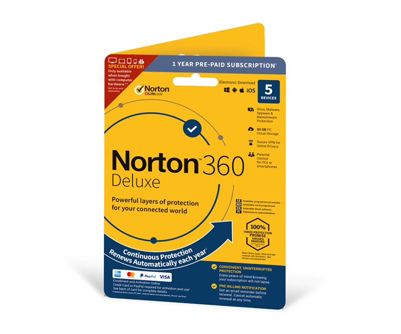 Norton 360 deluxe 1 År / 5 Enheder