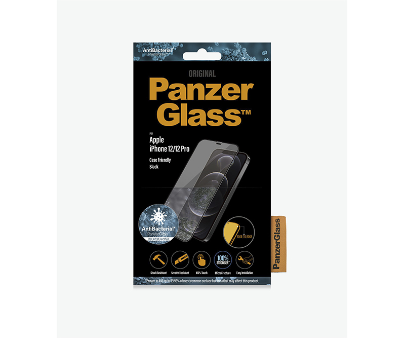 PanzerGlass Apple iPhone 12/12 Pro - Sort (Antibakteriel)
