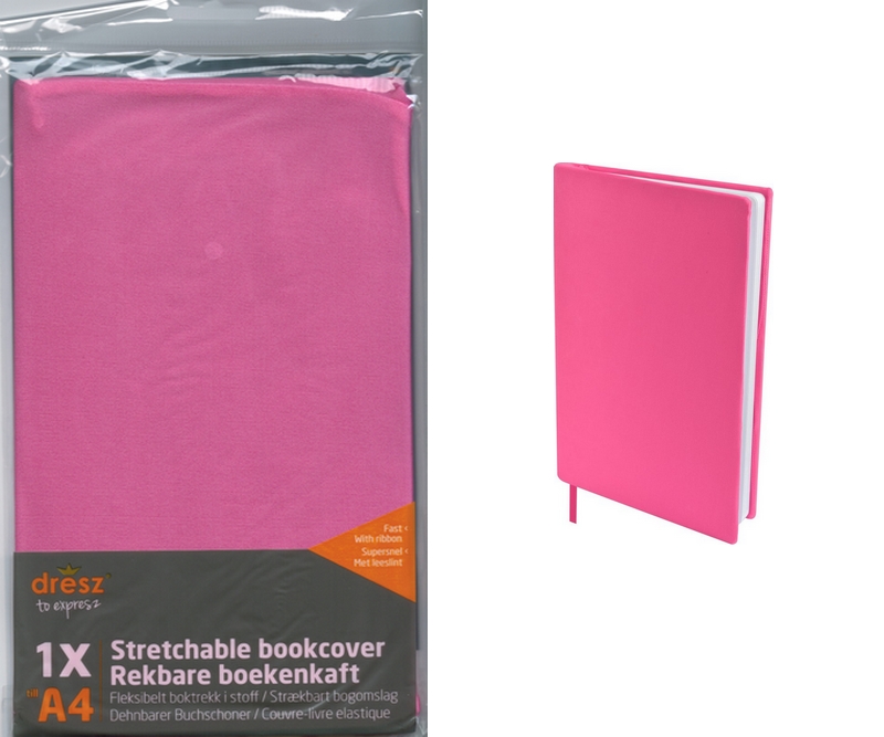 Bogbind i stof - Strækbart - op til A4 - Pink