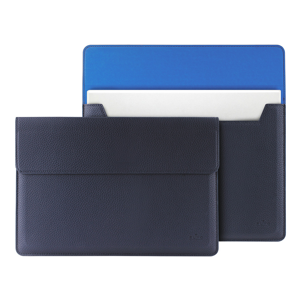 Puro ultra thin læder sleeve til macbook 12" i mørkeblå