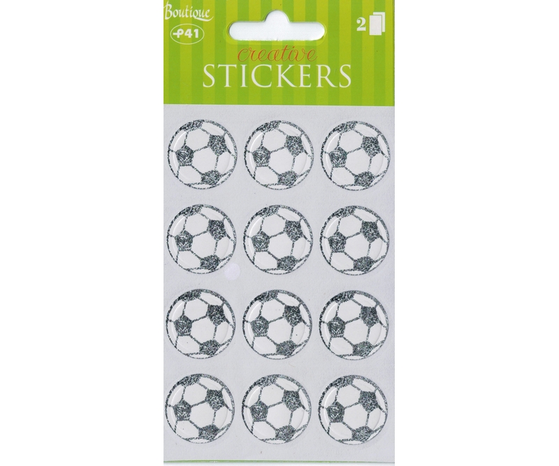 stickers - Fodbold - grå metal -2 ark (24177)