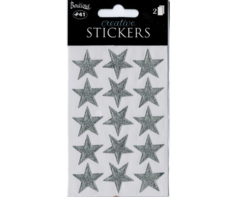 stickers - Sølv stjerner - 2 ark (23535)