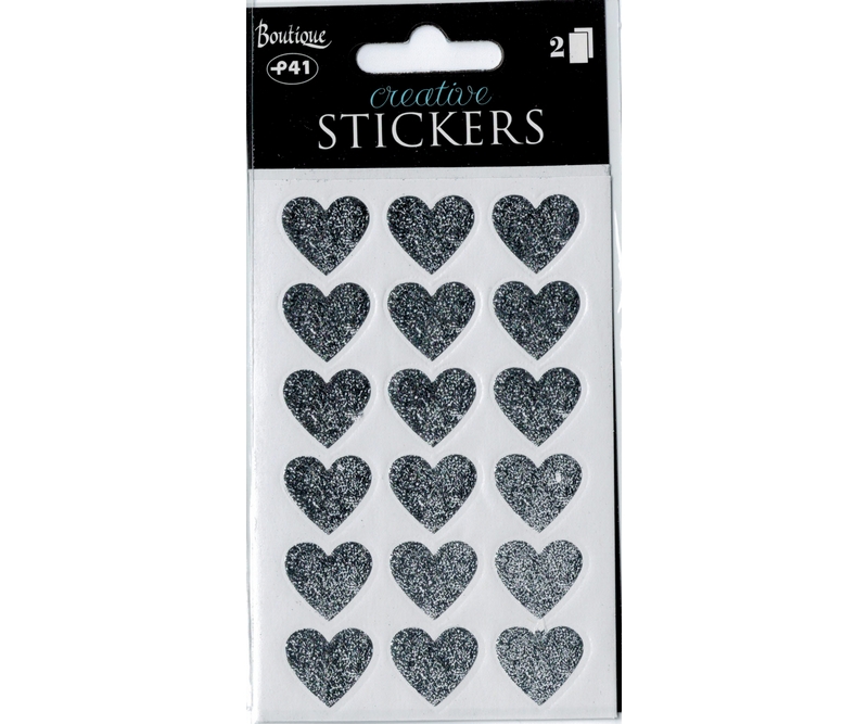 stickers - Sølv hjerter - 2 ark (24487)