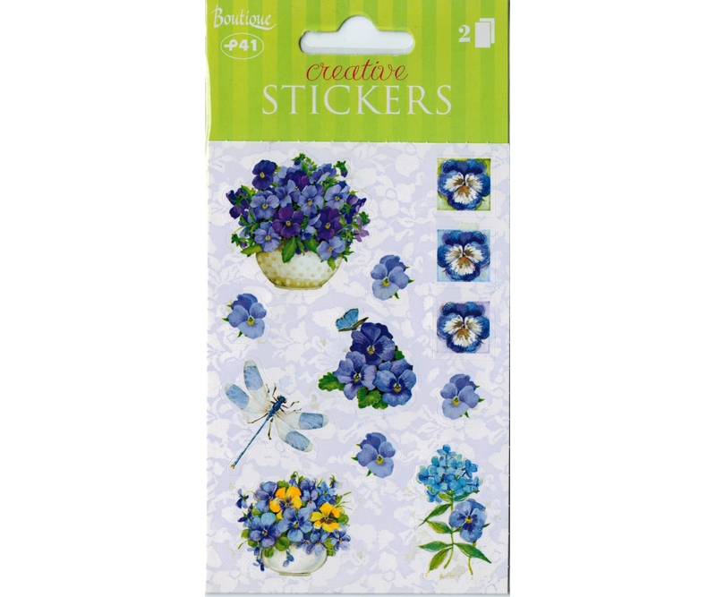 stickers - Blå Blomster - 2 ark (96427)