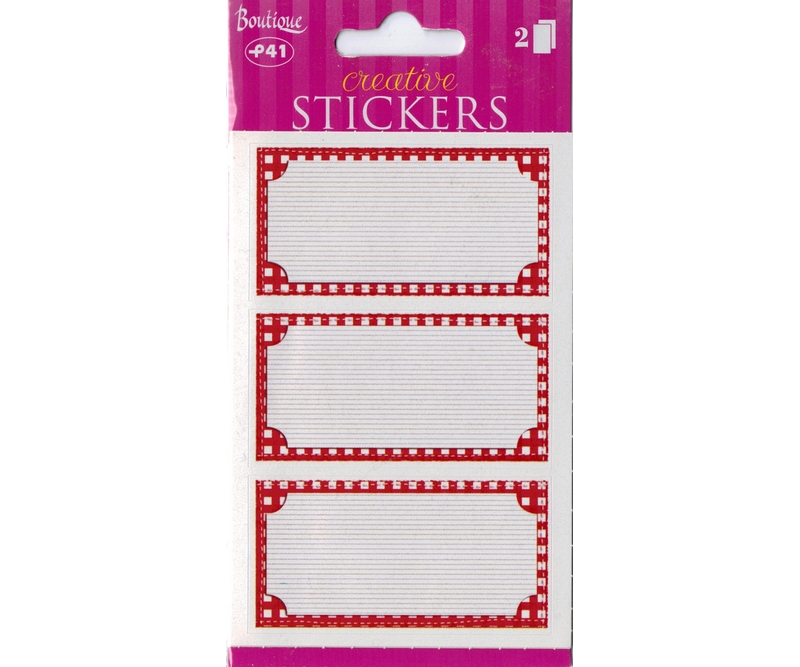 Etiketter,  Hvid med røde linjer og kant, 35 x 70mm - 6 stk./pak (96450)