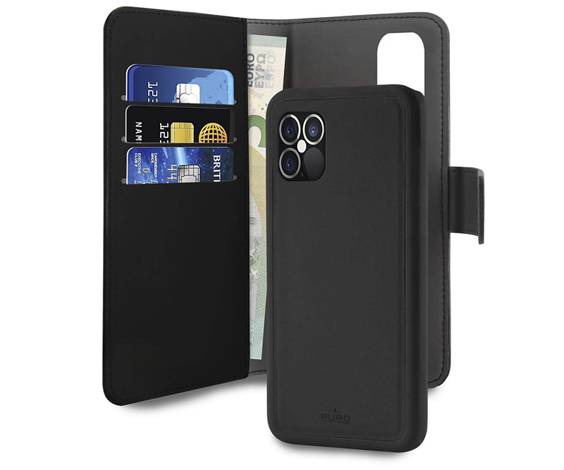 Puro 2 i 1 iPhone 12 Pro Max - Magnetisk Wallet Case - Sort