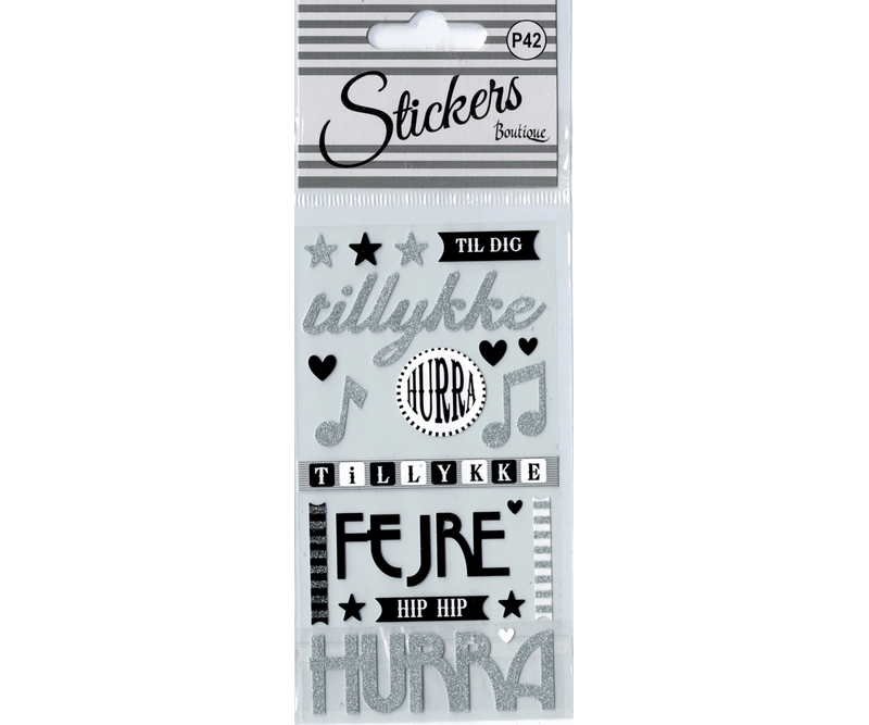 stickers - Tillykke/Hurra -1 ark (24190)