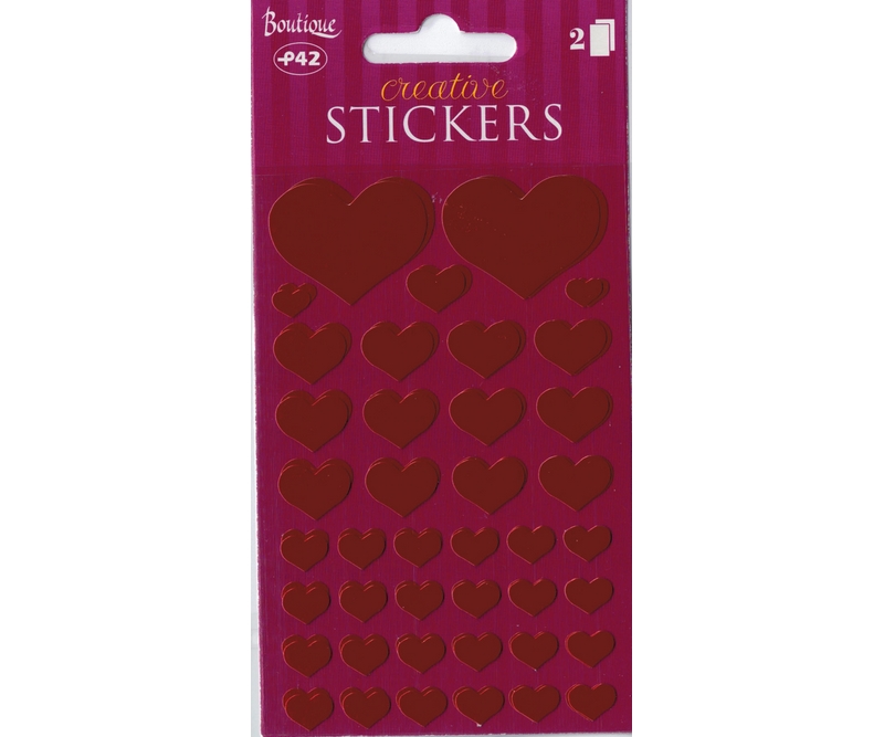 stickers - Røde hjerter - 2 ark (94416)