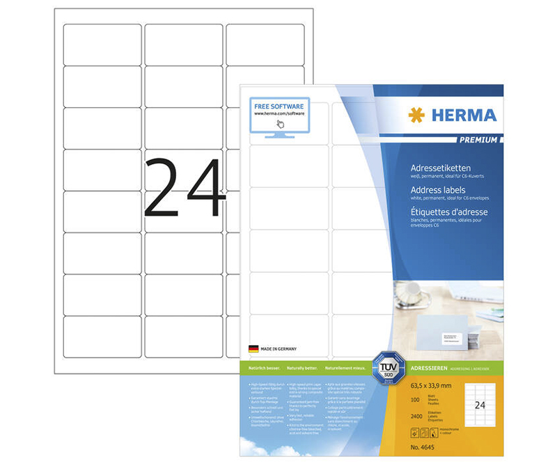 Herma etiket Premium A4 100 63,5x33,9 (2400)