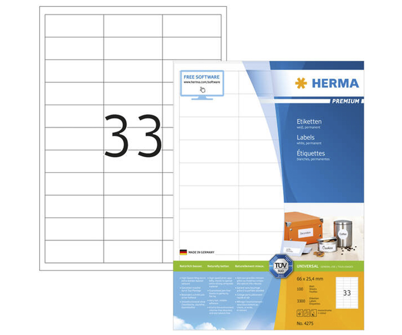 Herma etiket Premium A4 100 66x25,4 (3300)