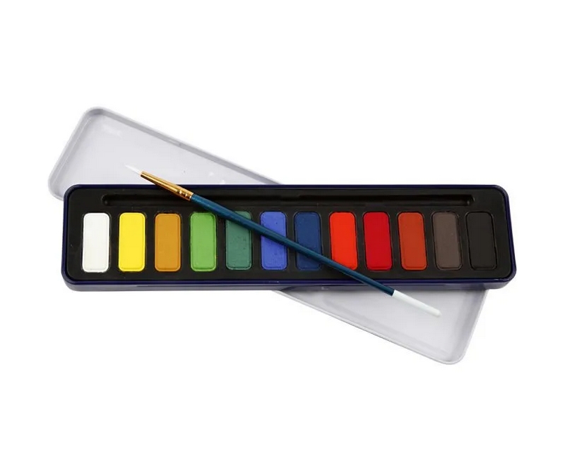 Akvarel/vandfarve i blokform - 12 farver