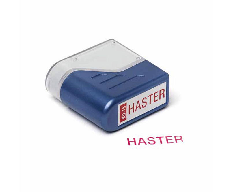 Deskmate stempel med tekst: "Haster"