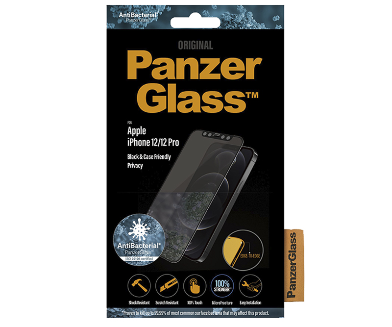 PanzerGlass iPhone 12/12 Pro Sort, Case Freindly - Privacy