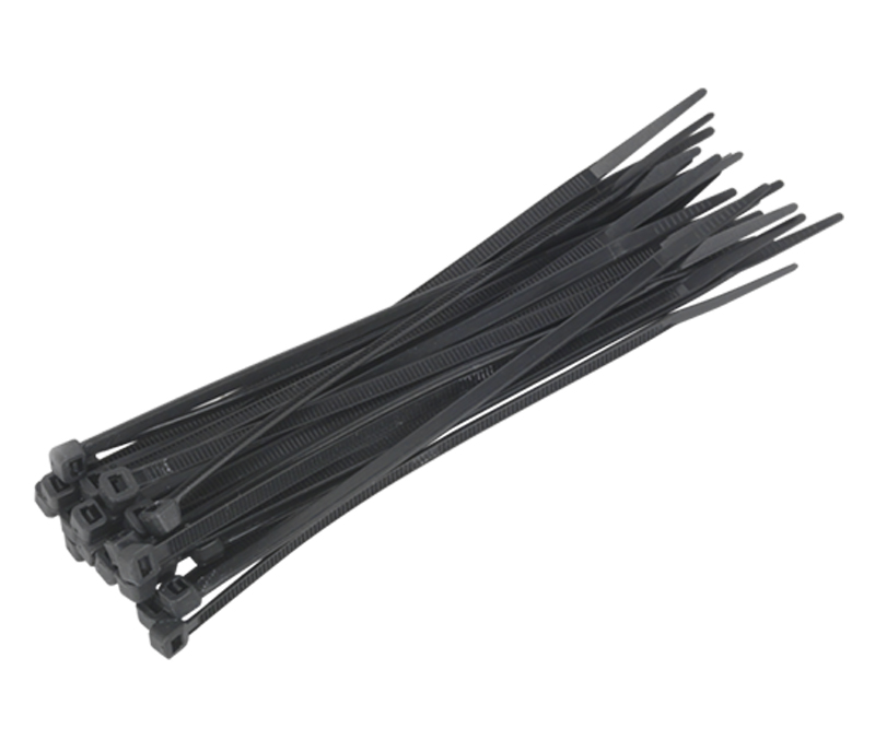 Kabelbånd med plastlås Ø 3,5x201mm - Sort (100 stk.)