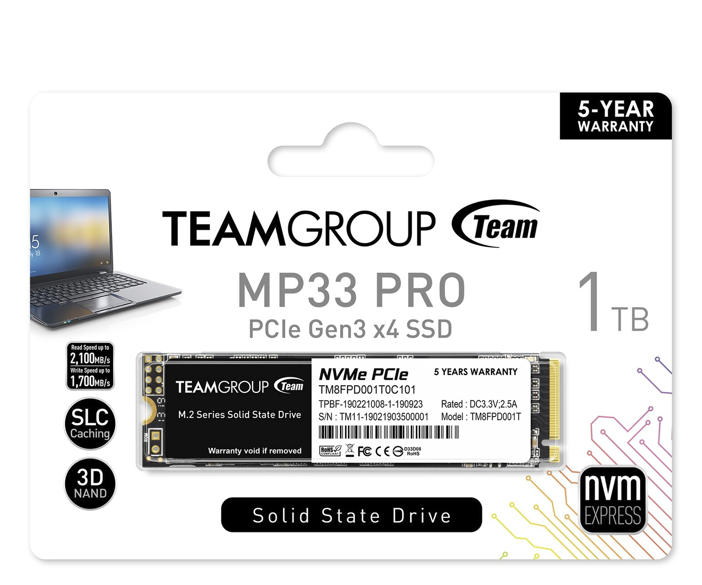Team Group - MP33 Pro 1TB M.2 PCI 3.0 Express 4x (NVMe)