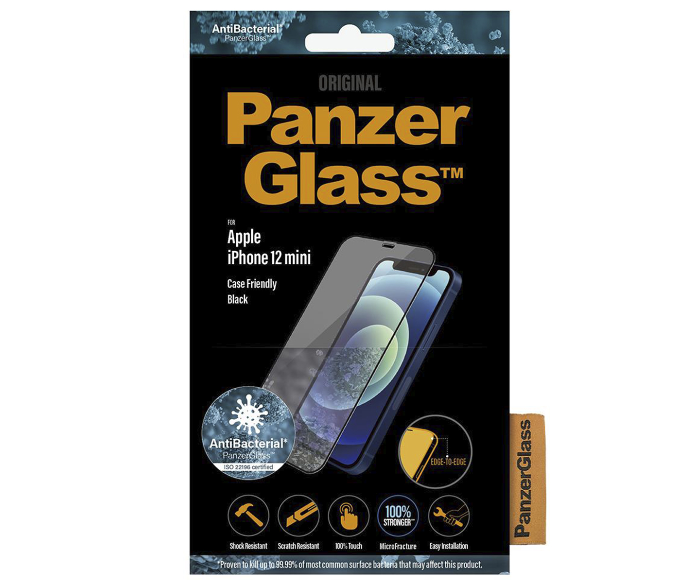PanzerGlass Apple iPhone 12 Mini sort - Case Friendly (Antibakteriel)