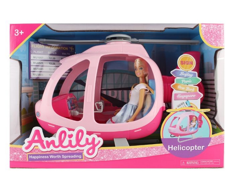 Anlily dukke i helikopter, H 29 cm