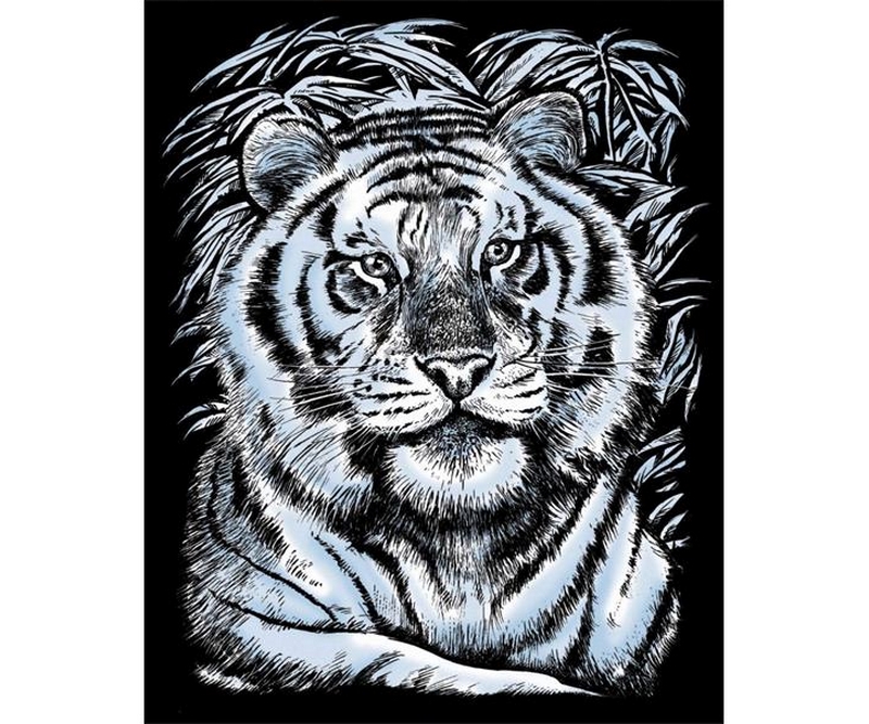 Kradsfolie, Sølv Tiger, 20x25 cm