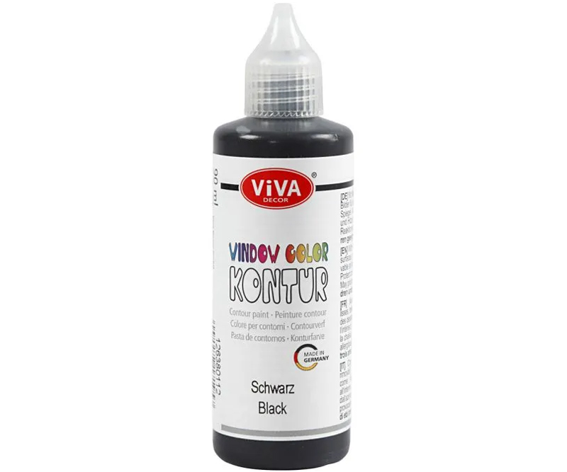 Viva Decor vinduesmaling Kontur - Sort (Black) - 90 ml