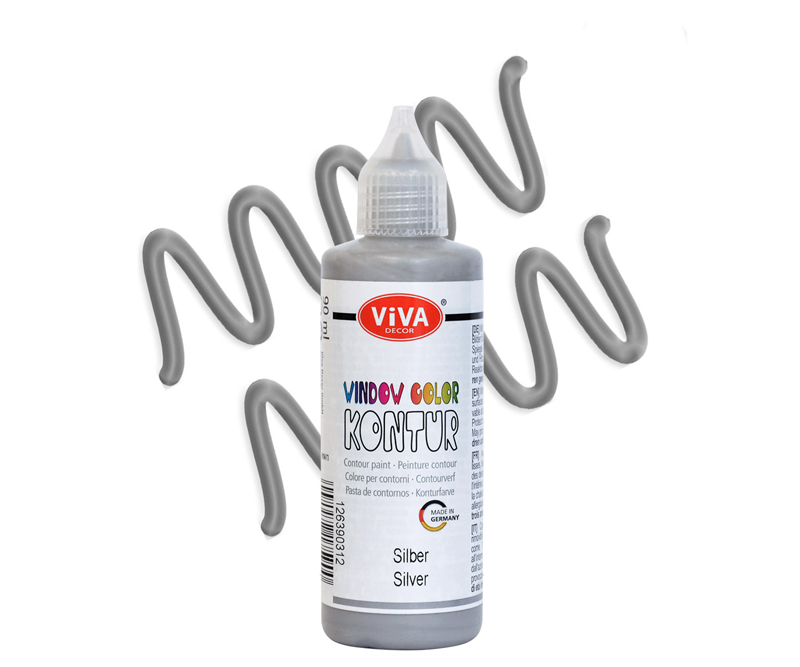 Viva Decor vinduesmaling Kontur - Sølv (Silver) - 90 ml
