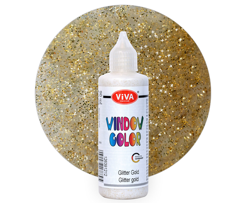 Viva Decor vinduesmaling - Guldglitter (Glitter gold) - 90 ml