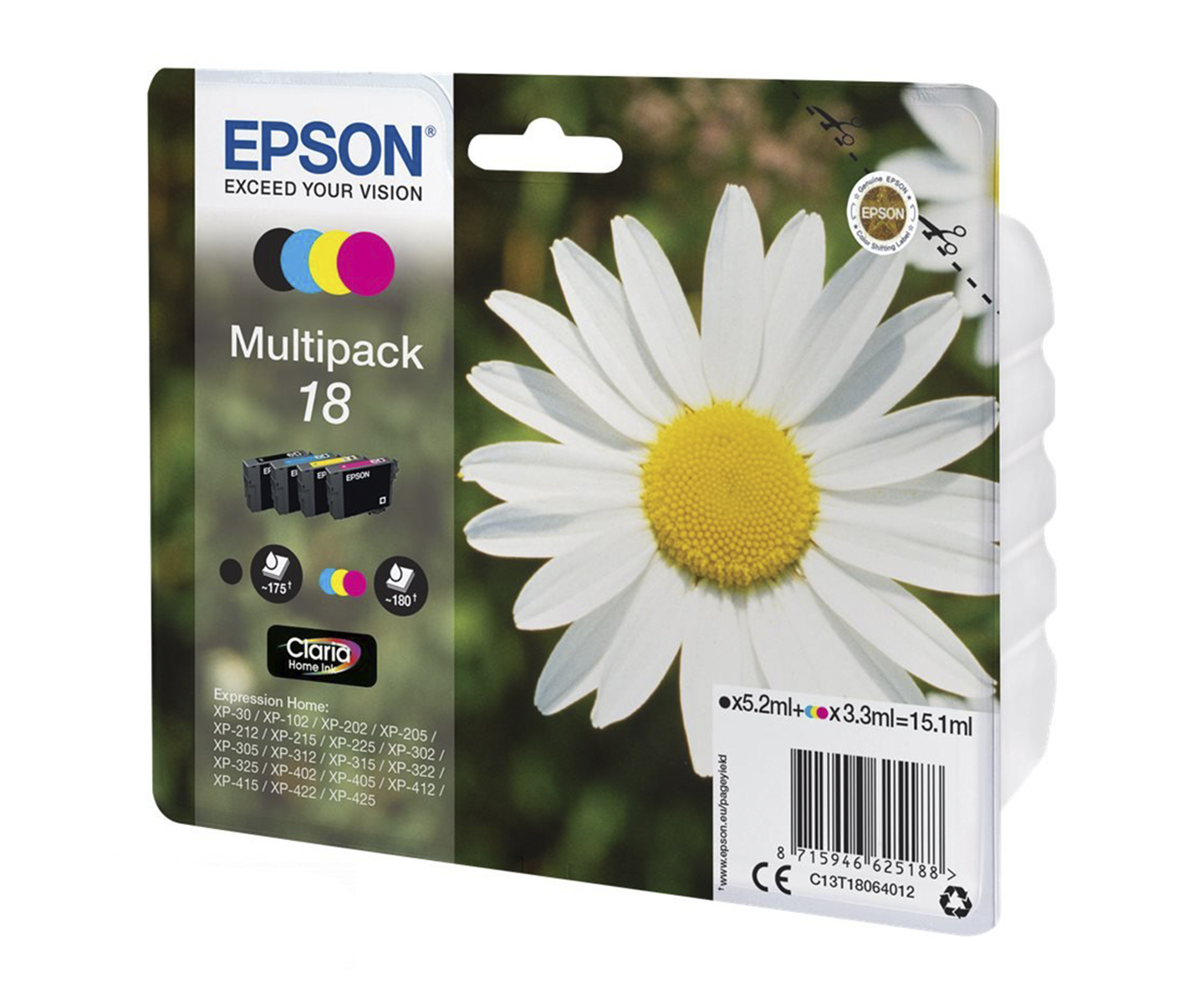 Epson 18 Multipack Sort Gul Cyan Magenta
