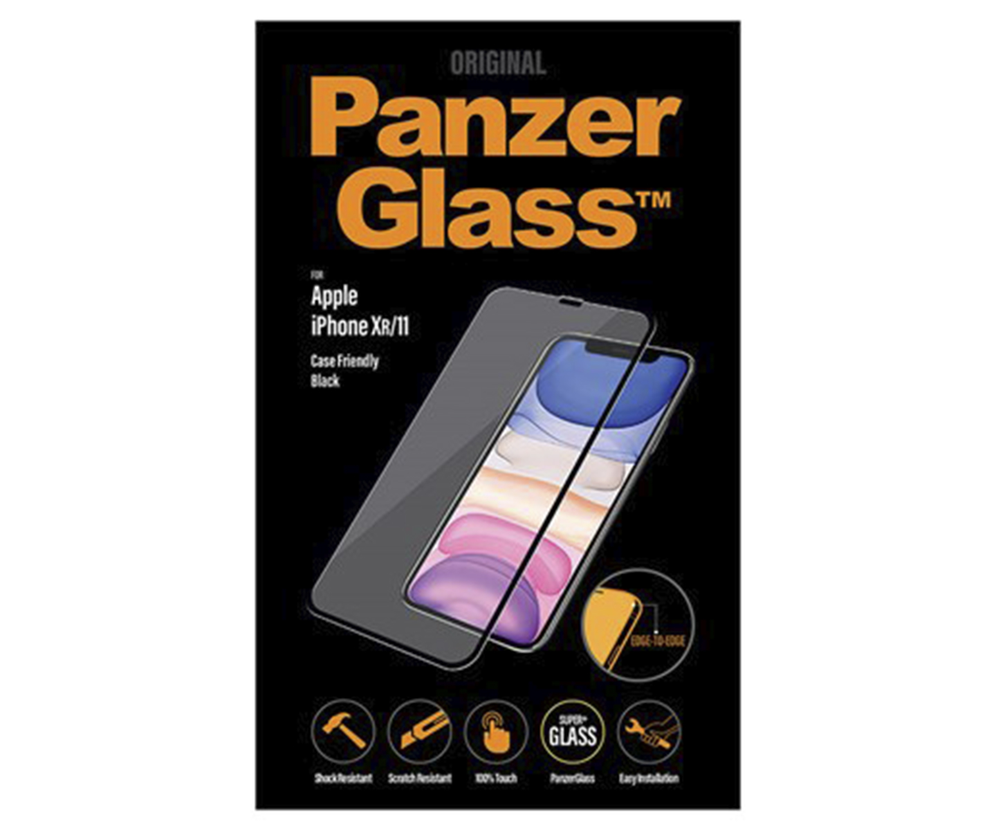 PanzerGlass Apple iPhone Xr/11 Cover venlig, Kant til kant - Sort (Antibakteriel)