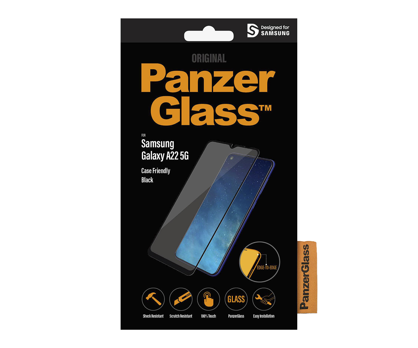 PanzerGlass Samsung Galaxy A22 5G sort - Cover venlig