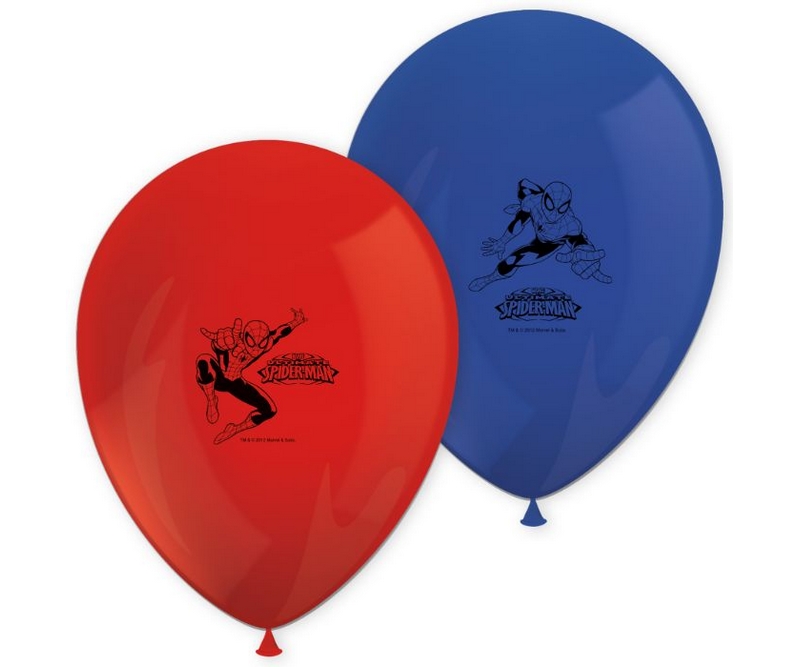 Balloner, med Spiderman, diam. 28 cm., 8 stk.