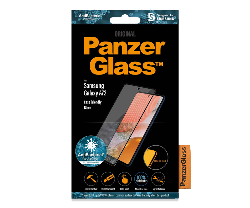 PanzerGlass Samsung Galaxy A72 Case Friendly (Antibakteriel) - Sort