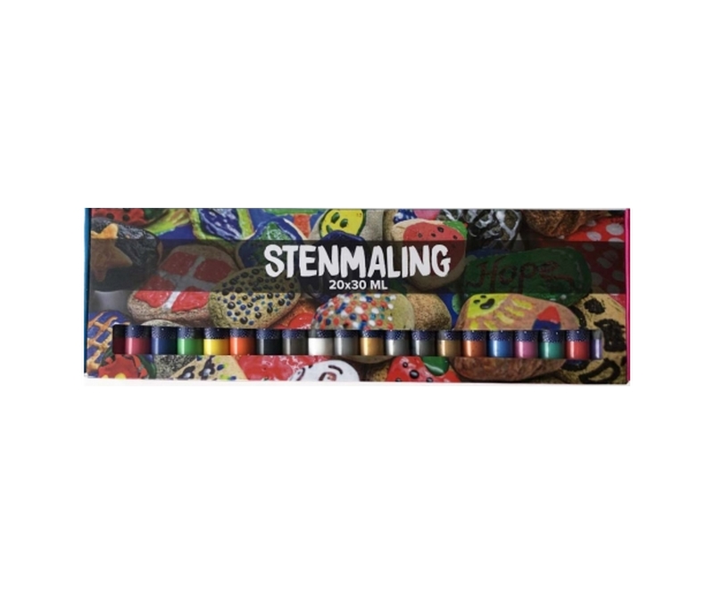 Stenmaling, 20 tuber á 30ml - forskellige farver (HOBBY911)