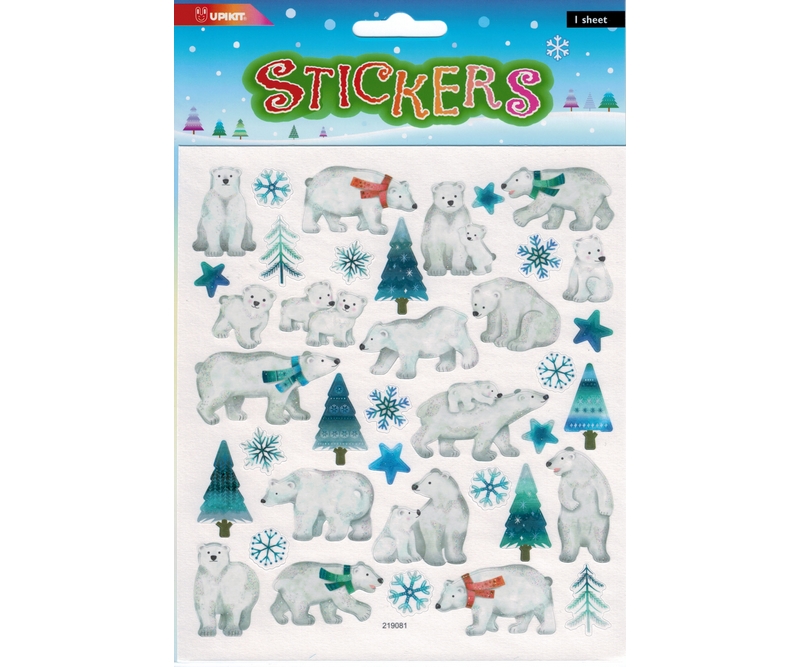 Stickers, Isbjørne, 15x16,5 cm, 1 Ark