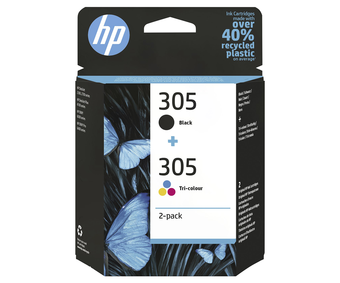 HP 305 Inkjet - Sort / Tri-Color Combo Pack - 120 / 100 Sider