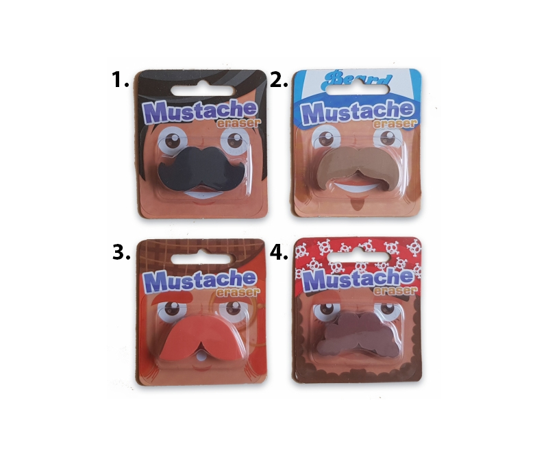 Viskelæder Moustache 1 stk - 4 forskellige varianter/farver