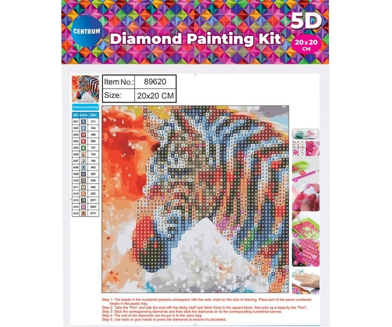 Diamond Painting Kit Zebra - 20x20cm
