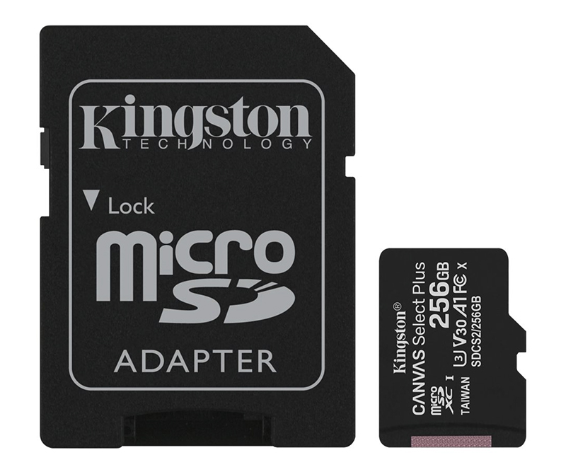 Kingston Canvas Select Plus microSDXC A1 256GB / Video Class V30 / UHS Class 3 / Class10
