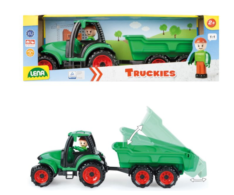 Traktor med anhænger og figur 35x12cm
