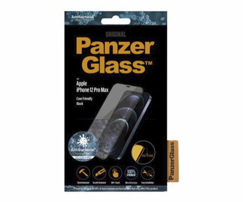 PanzerGlass Apple iPhone 12 Pro Max - Sort (Antibakteriel)