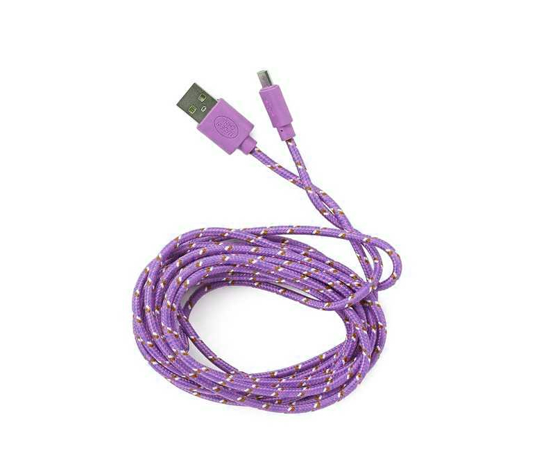 Micro USB-stik > USB-A - stof kabel 95 cm - Lilla