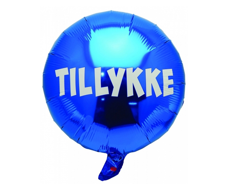 Folie ballon Tillykke Blå - Ø 44 cm