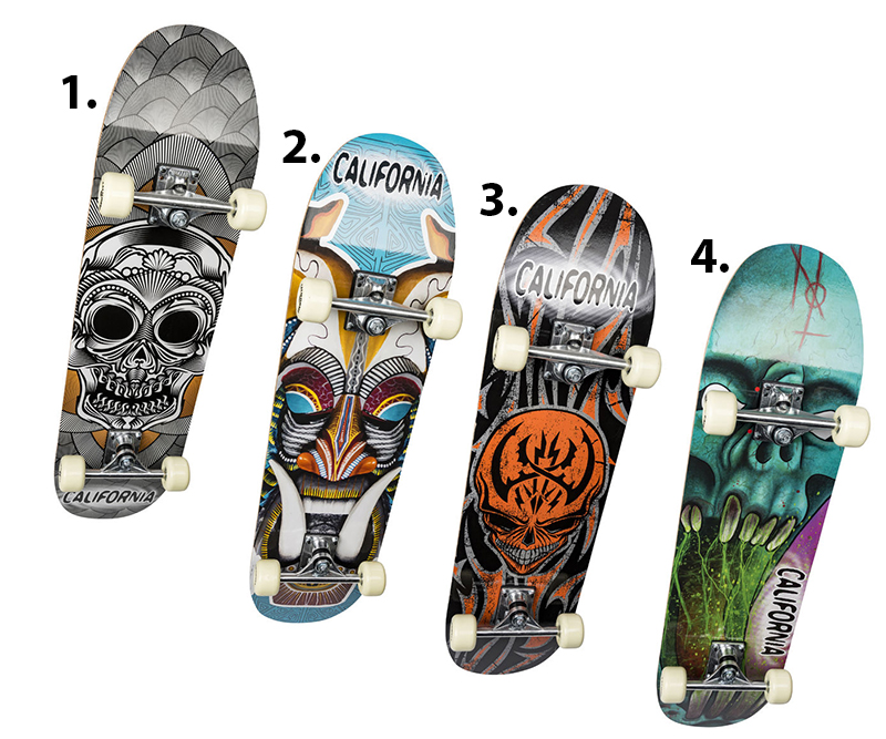 California Concave skateboard 79 cm - vælg mellem 4 forskellige motiver