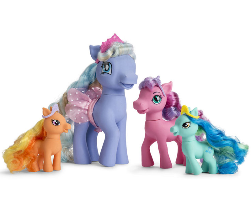 Princess Pony familiesæt med 4 ponyer og tilbehør