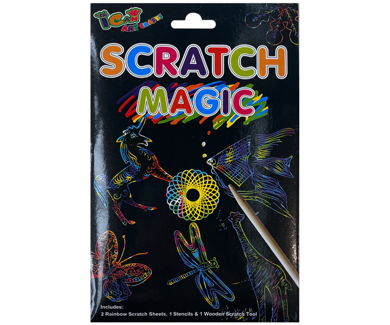 Scratch Magic - Kradse billede med regnbue figurer - assorteret