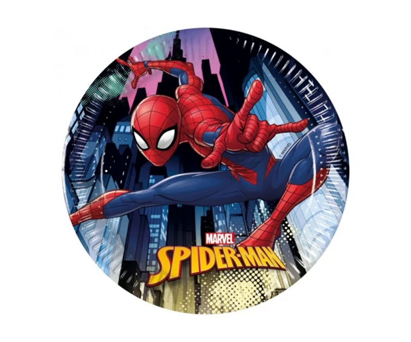 Paptallerken med Spiderman, FSC, 8 stk ø19,5cm