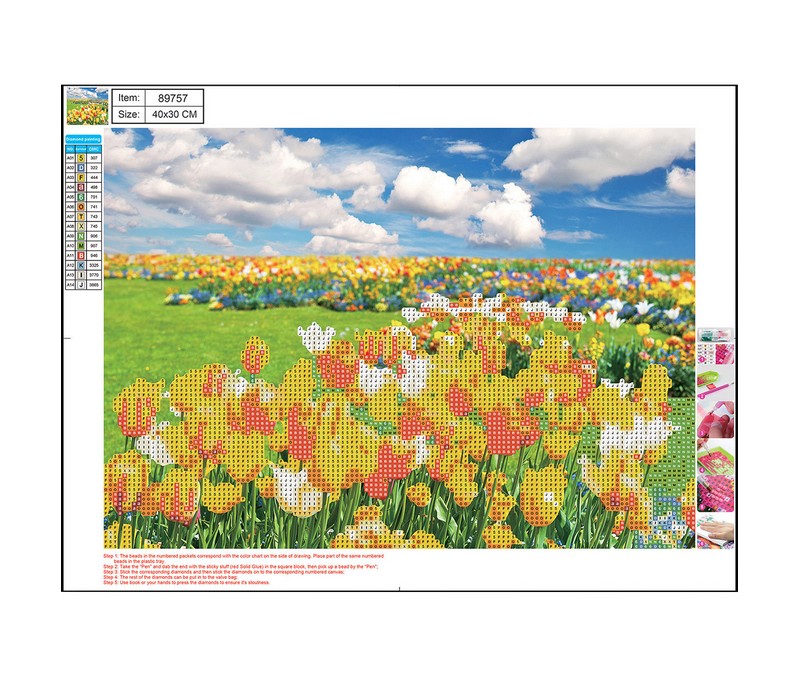 Diamond Painting Kit - Tulipaner - 40x30cm