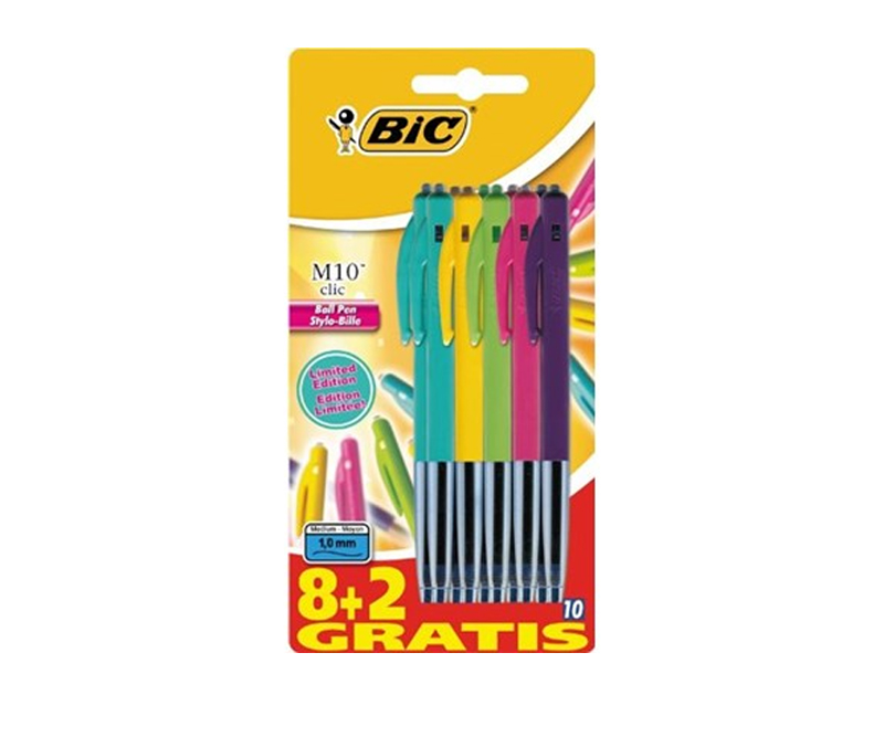 BIC M-10 kuglepenne Ultra Colours - 10 stk - Blå blæk