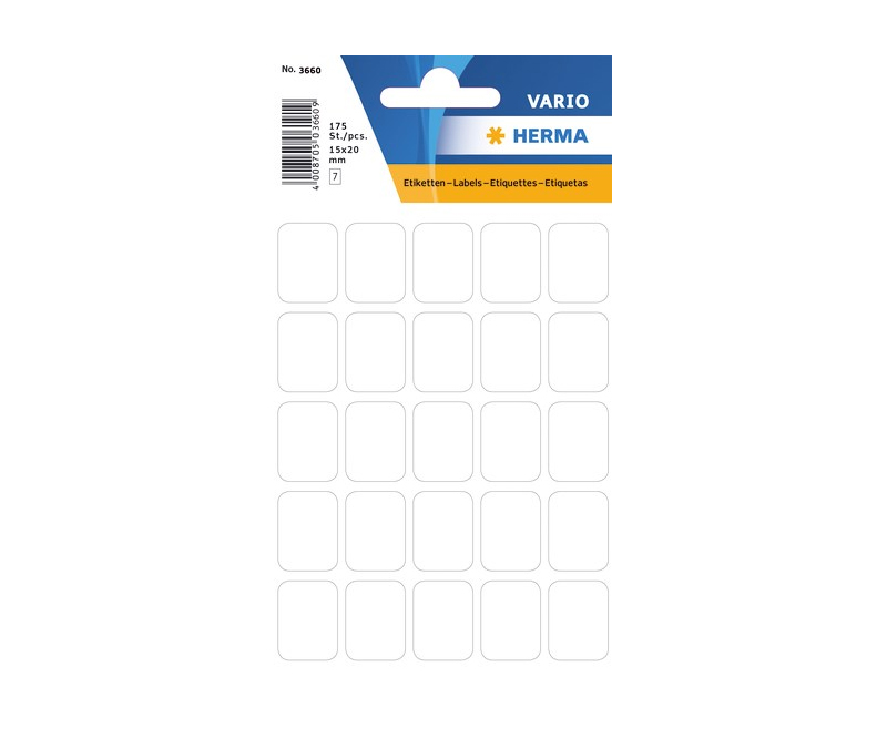 Herma 3660 - Manuelle etiketter 15x20 mm hvid - 175 stk