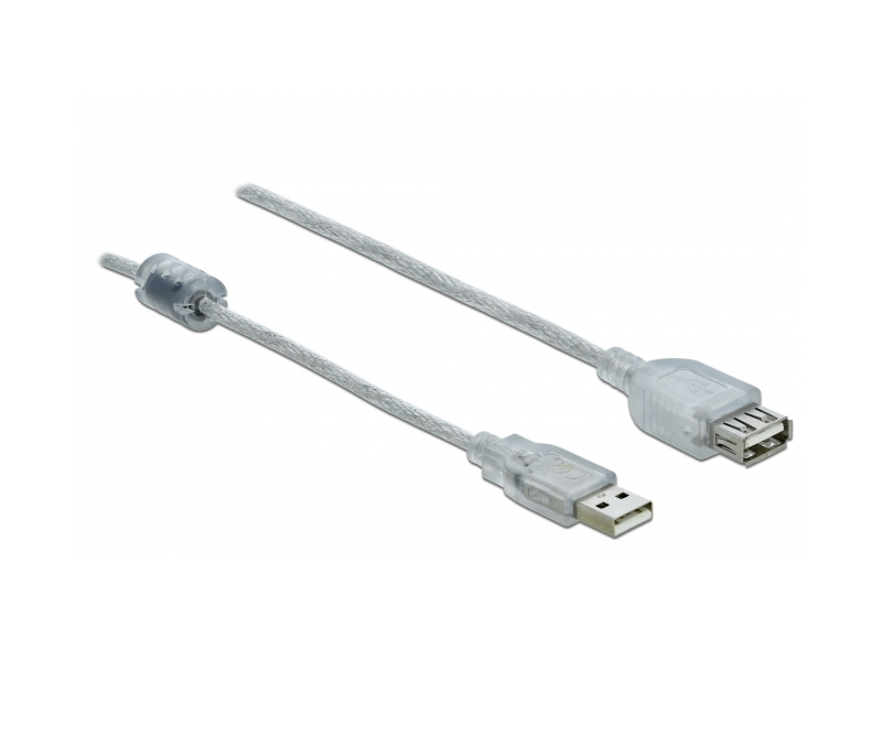 DeLOCK USB 2.0 forlængerkabel A male > A female 5m - Transparent