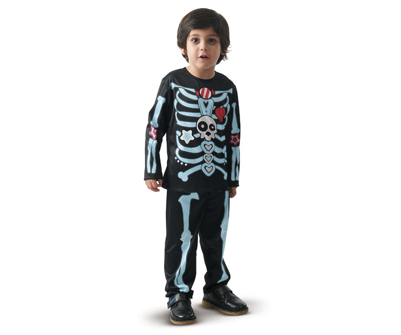 Udklædning - Mini candy skelet - 104 cm