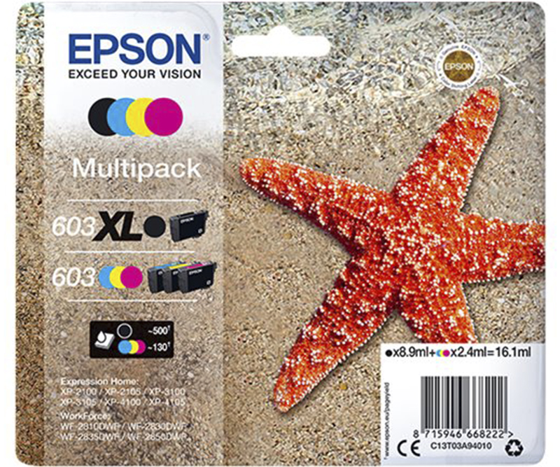 Epson 603XL/603 Multipack Sort(XL) Gul Cyan Magenta